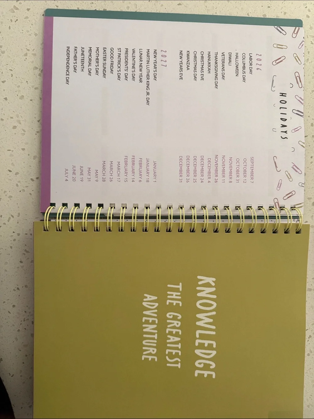 Pembrook 2026-2027 Teacher Planner – Black with Pastel Paperclip Design